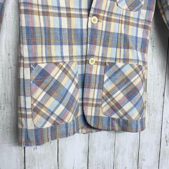 Billy The Kid Vintage Plaid Pastel Long Sleeve 2 Button Front Pockets Blazer 12 - Picture 3 of 9